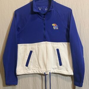 Antigua KU Jayhawks Colorblock Quarterzip Ebroidered Logo